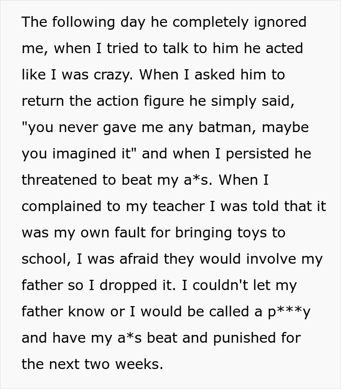 Bully Gaslights Kid Over A Batman Toy, It Costs Him $950K When They Meet Again 20 Years Later Bully Gaslights Kid Over A Batman Toy, It Costs Him $950K When They Meet Again 20 Years Later