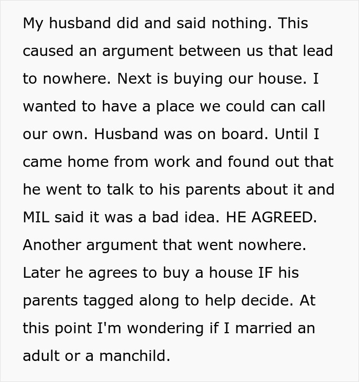 Woman Is Done After Her Husband Lets His Mom Control Their Marriage Woman Is Done After Her Husband Lets His Mom Control Their Marriage