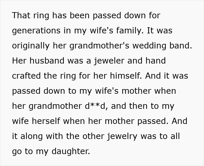 Son Steals A Family Heirloom To Propose, And Then Accuses His Dad Of Ruining His Life Son Steals A Family Heirloom To Propose, And Then Accuses His Dad Of Ruining His Life