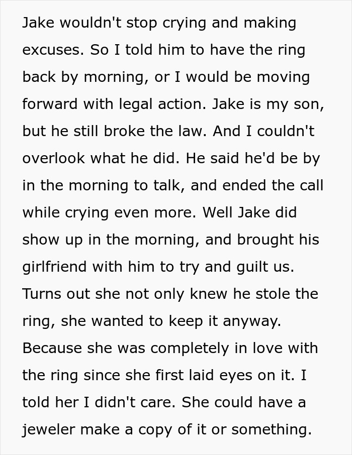 Son Steals A Family Heirloom To Propose, And Then Accuses His Dad Of Ruining His Life Son Steals A Family Heirloom To Propose, And Then Accuses His Dad Of Ruining His Life