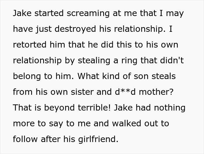 Son Steals A Family Heirloom To Propose, And Then Accuses His Dad Of Ruining His Life Son Steals A Family Heirloom To Propose, And Then Accuses His Dad Of Ruining His Life