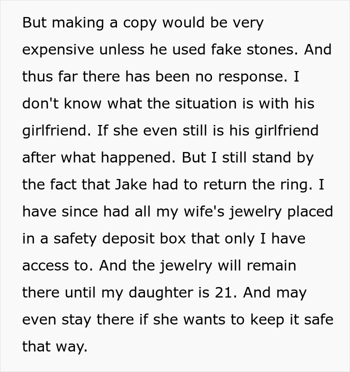 Son Steals A Family Heirloom To Propose, And Then Accuses His Dad Of Ruining His Life Son Steals A Family Heirloom To Propose, And Then Accuses His Dad Of Ruining His Life