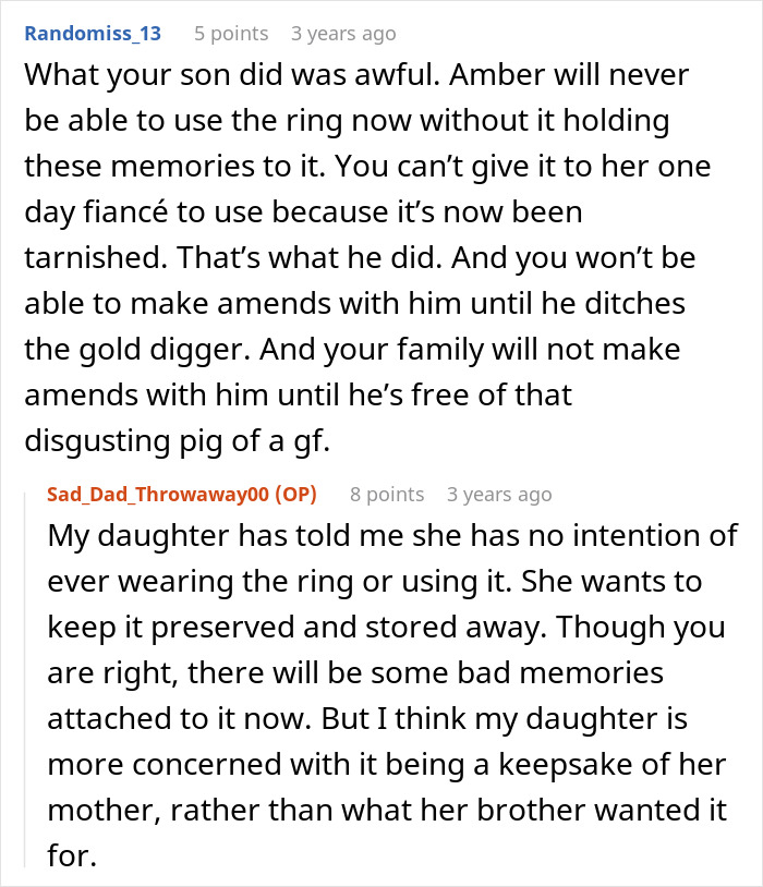 Son Steals A Family Heirloom To Propose, And Then Accuses His Dad Of Ruining His Life Son Steals A Family Heirloom To Propose, And Then Accuses His Dad Of Ruining His Life