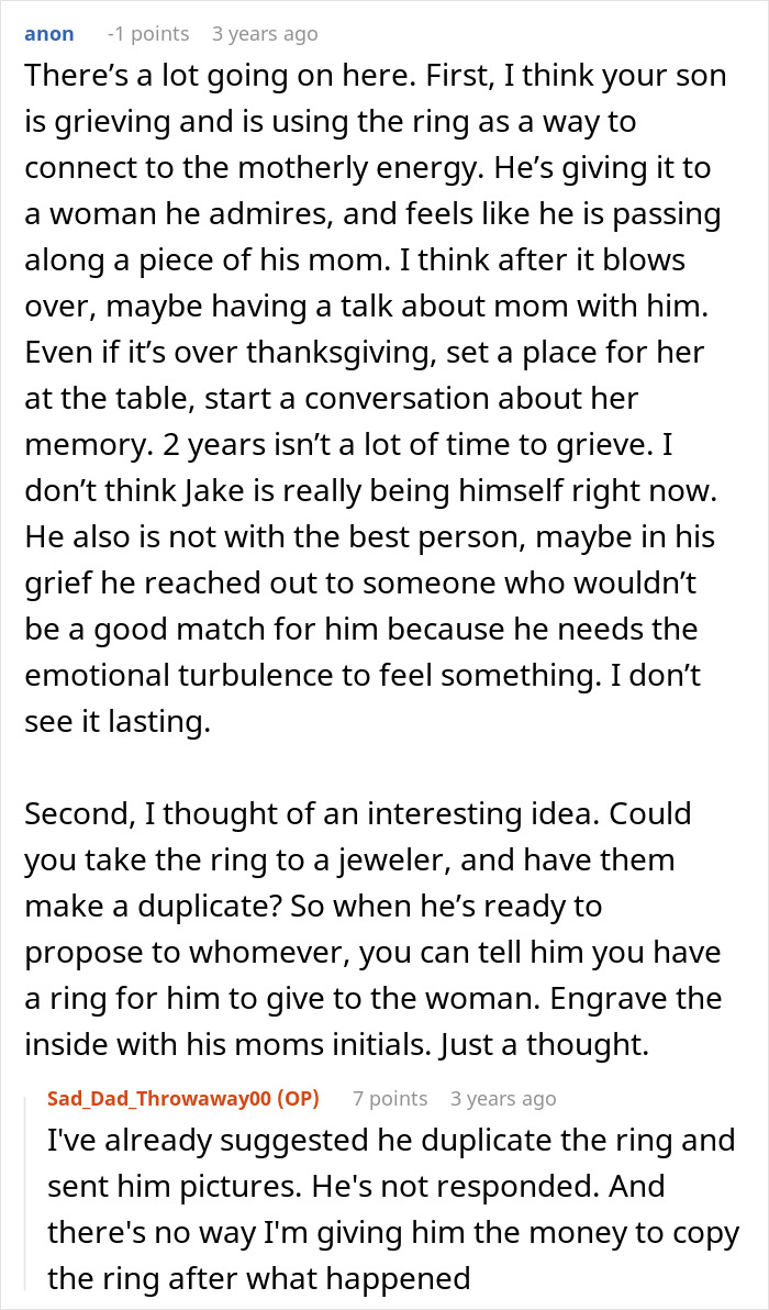 Son Steals A Family Heirloom To Propose, And Then Accuses His Dad Of Ruining His Life Son Steals A Family Heirloom To Propose, And Then Accuses His Dad Of Ruining His Life