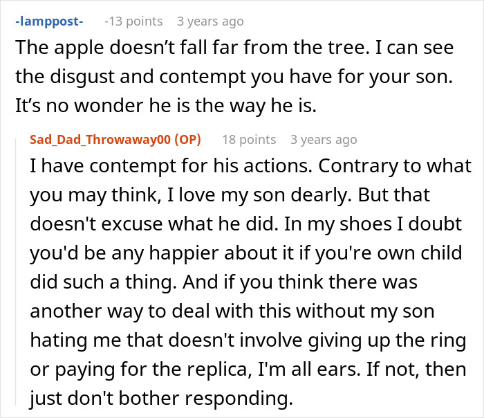 Son Steals A Family Heirloom To Propose, And Then Accuses His Dad Of Ruining His Life Son Steals A Family Heirloom To Propose, And Then Accuses His Dad Of Ruining His Life