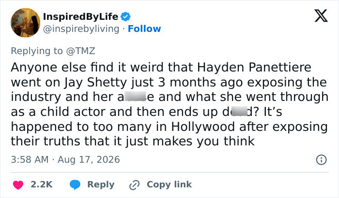 “She Was Starting To Talk”: Hayden Panettiere’s Passing Sparks Dark Theory After Fans Note Recent Revelation “She Was Starting To Talk”: Hayden Panettiere’s Passing Sparks Dark Theory After Fans Note Recent Revelation