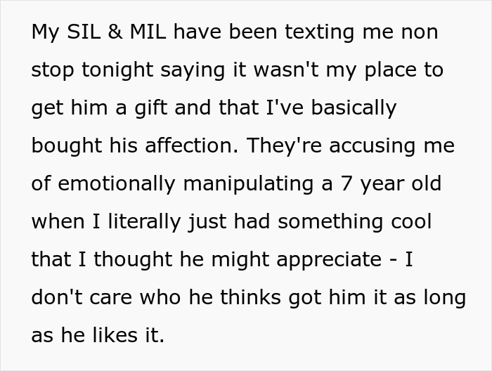 Grandma Accuses Person Of “Buying” Their Stepson’s Love With Gifts, Then Shows Her True Colors Grandma Accuses Person Of “Buying” Their Stepson’s Love With Gifts, Then Shows Her True Colors
