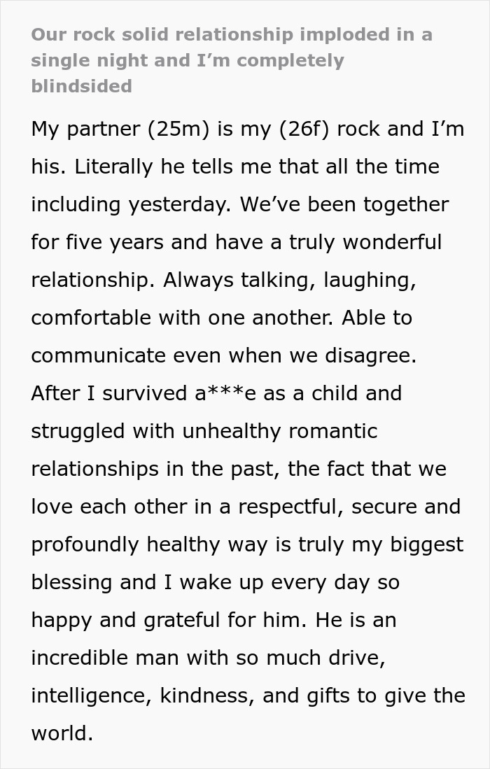 Woman Blindsided By Sudden End To Her &ldquo;Rock Solid&rdquo; Relationship Of 5 Years