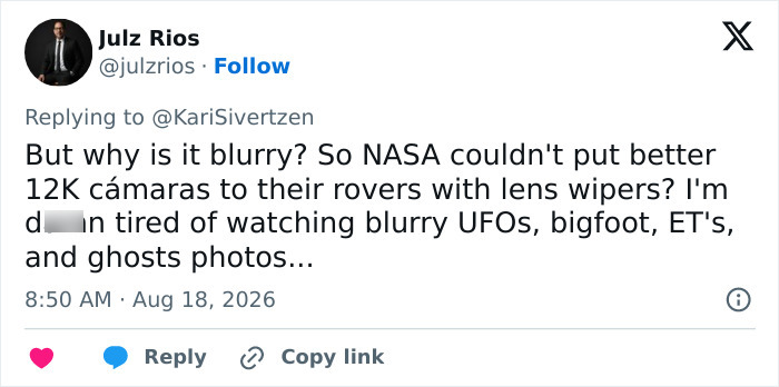 “Jellyfish” Spotted In NASA Mars Photo Sparks Frenzy As People Dig For Explanation “Jellyfish” Spotted In NASA Mars Photo Sparks Frenzy As People Dig For Explanation