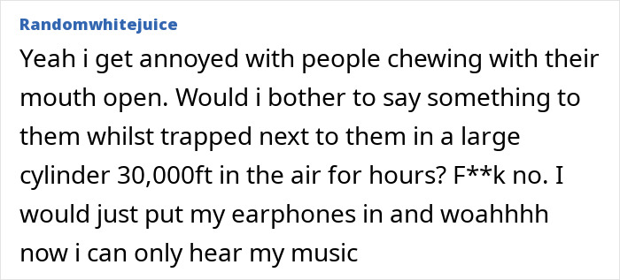 Passenger Confronts Total Stranger For Chewing With His Mouth Open On Plane, Sparks Viral Debate Passenger Confronts Total Stranger For Chewing With His Mouth Open On Plane, Sparks Viral Debate