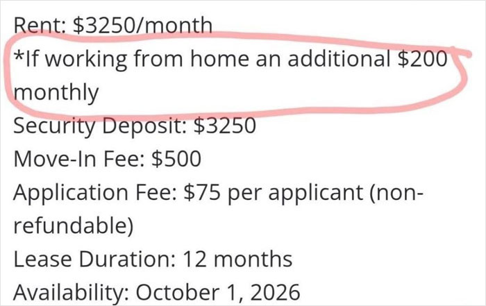 Renter Shocked By Entitled Landlord Charging Fees For Application, Working From Home, And Moving In Renter Shocked By Entitled Landlord Charging Fees For Application, Working From Home, And Moving In
