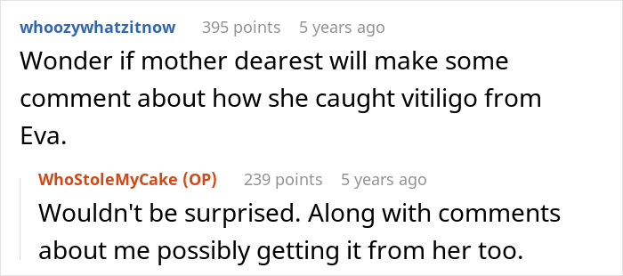 Guy’s Mom Makes His GF’s Vitiligo Her Favorite Insult, Stops Laughing When She Develops It Herself Guy’s Mom Makes His GF’s Vitiligo Her Favorite Insult, Stops Laughing When She Develops It Herself