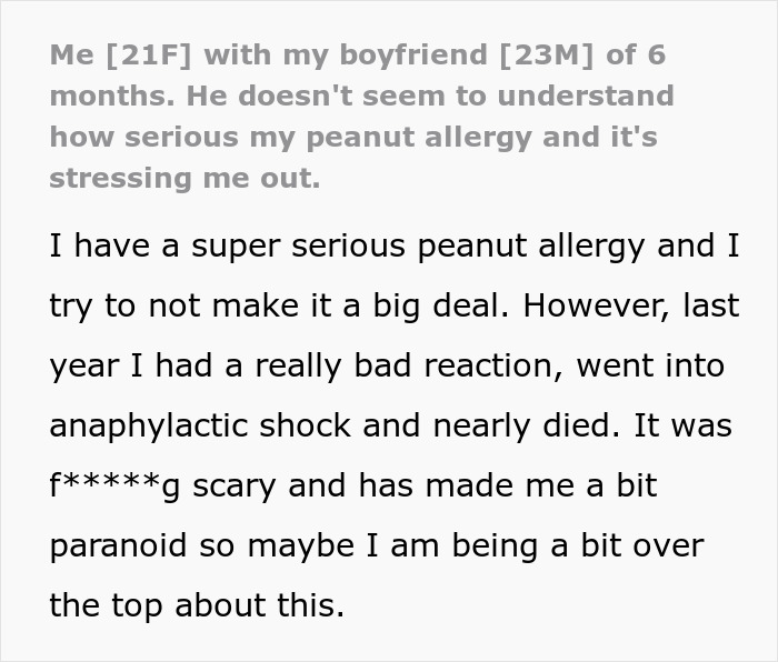 Woman’s Boyfriend Keeps Forgetting About Her Allergy, She Starts Wondering How Many Reminders He Needs