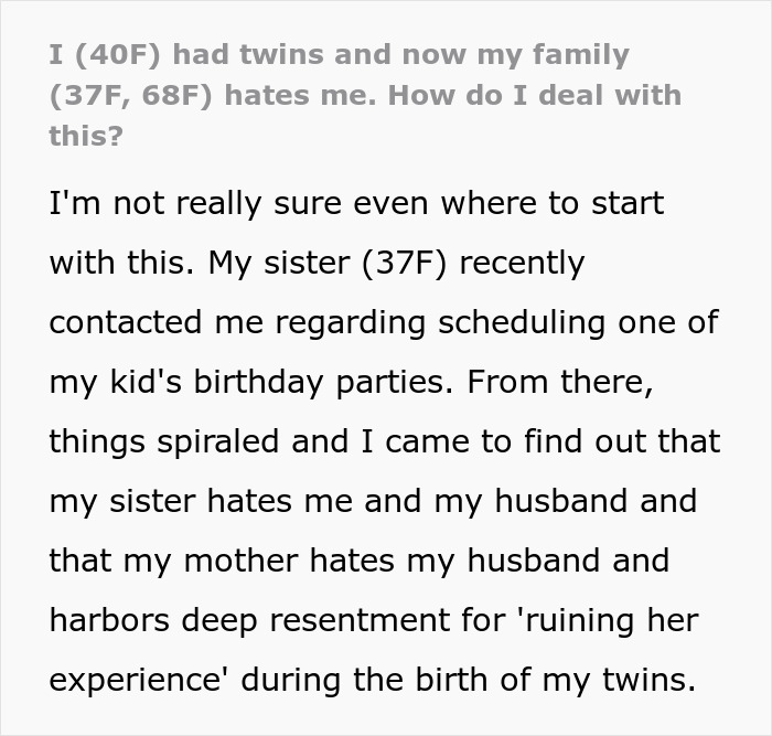 Whole Family Dynamic Changes After Woman Gives Birth To Twins, Now Everyone Hates Her Whole Family Dynamic Changes After Woman Gives Birth To Twins, Now Everyone Hates Her