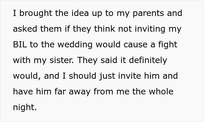 Woman Draws The Line At Her Wedding After Her Family Spends Years Protecting Her Toxic BIL Woman Draws The Line At Her Wedding After Her Family Spends Years Protecting Her Toxic BIL