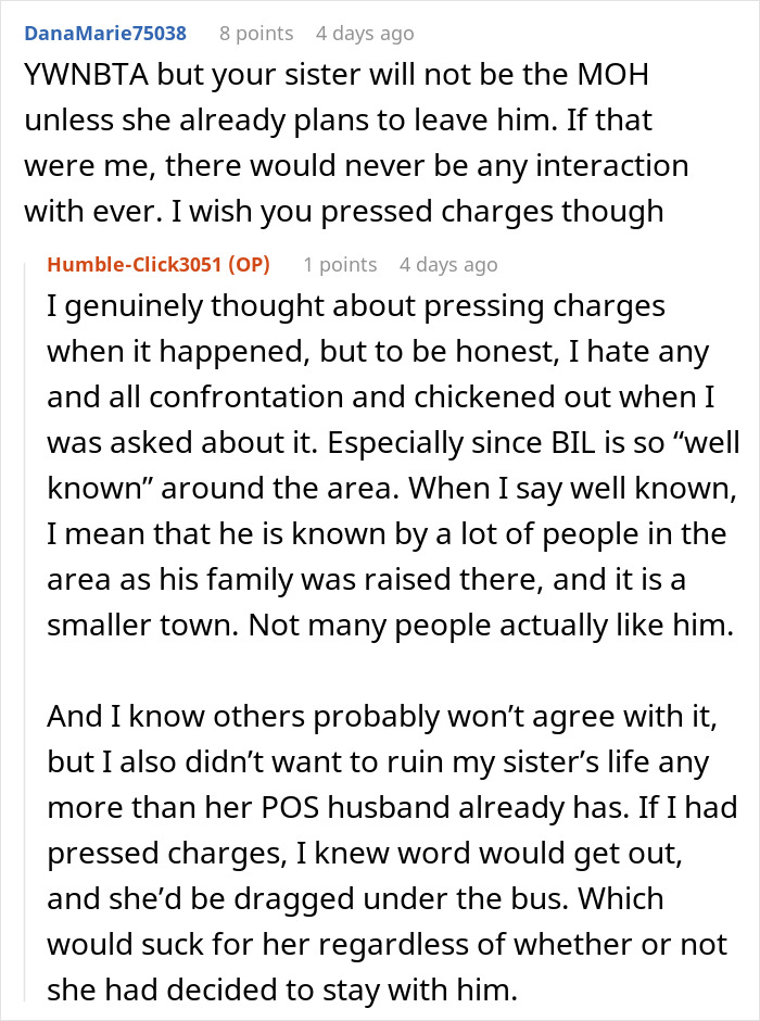 Woman Draws The Line At Her Wedding After Her Family Spends Years Protecting Her Toxic BIL Woman Draws The Line At Her Wedding After Her Family Spends Years Protecting Her Toxic BIL