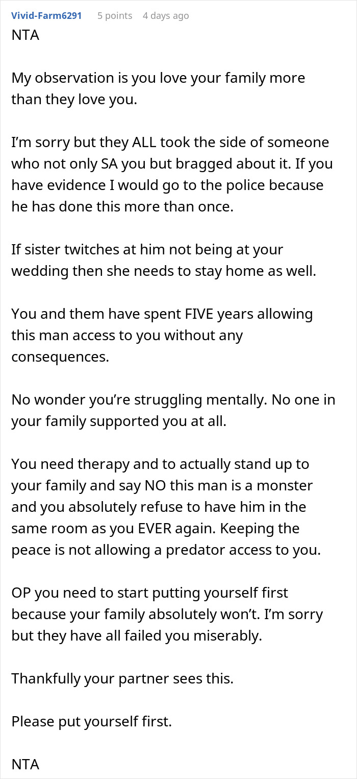 Woman Draws The Line At Her Wedding After Her Family Spends Years Protecting Her Toxic BIL Woman Draws The Line At Her Wedding After Her Family Spends Years Protecting Her Toxic BIL