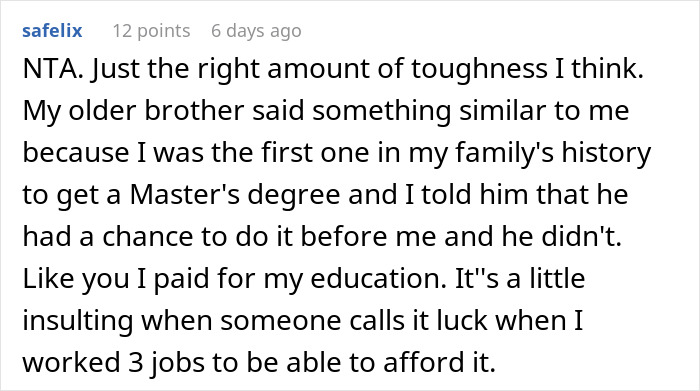Woman Gives Brother A Harsh Reality Check After His Insane Take On Her Life Woman Gives Brother A Harsh Reality Check After His Insane Take On Her Life