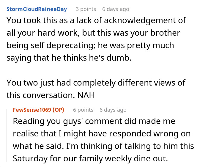 Woman Gives Brother A Harsh Reality Check After His Insane Take On Her Life Woman Gives Brother A Harsh Reality Check After His Insane Take On Her Life