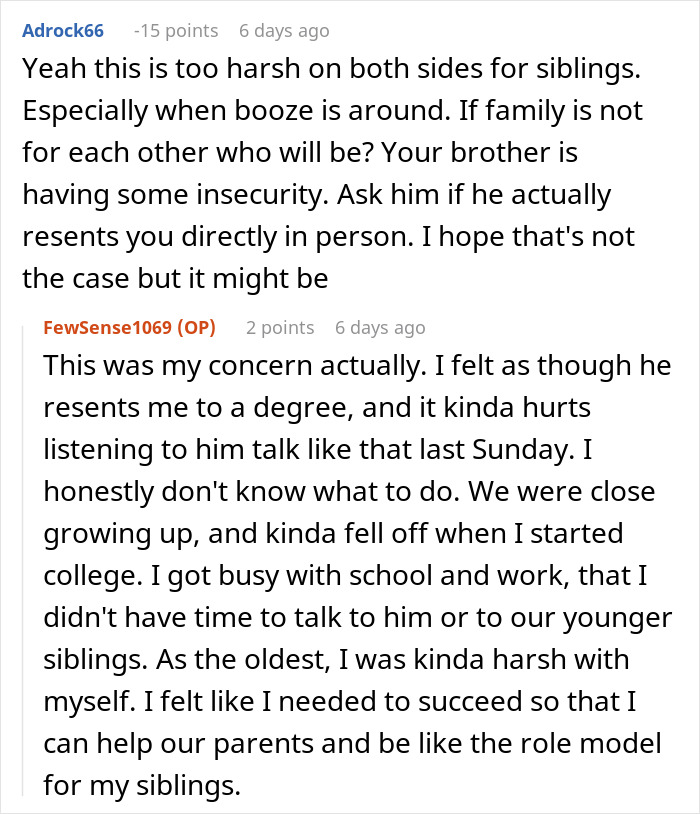 Woman Gives Brother A Harsh Reality Check After His Insane Take On Her Life Woman Gives Brother A Harsh Reality Check After His Insane Take On Her Life