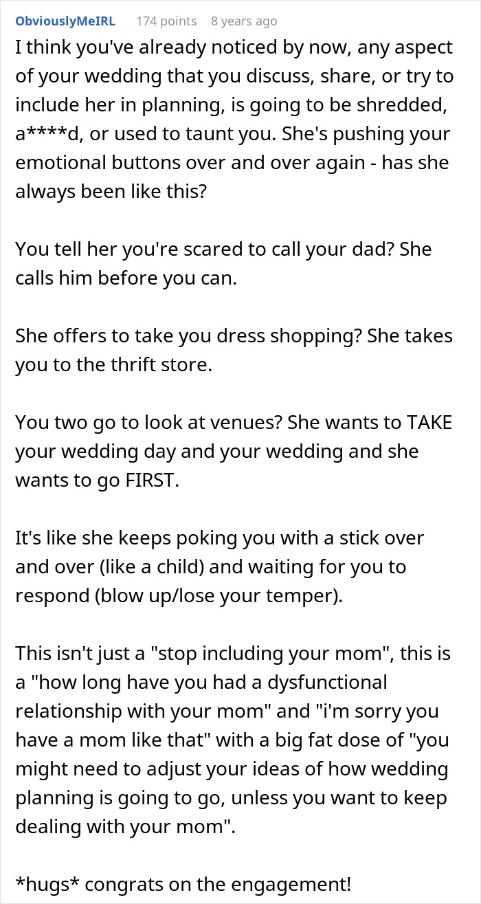 Mom Tries To Score A Free Wedding On Daughter’s Big Day, Gets Shut Down Fast By Furious Bride-To-Be Mom Tries To Score A Free Wedding On Daughter’s Big Day, Gets Shut Down Fast By Furious Bride-To-Be