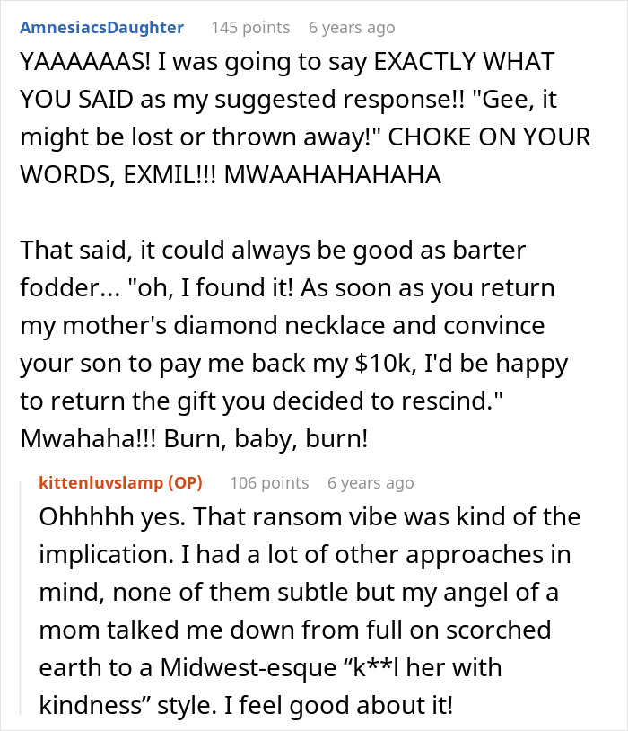Ex-MIL Wants Gift Back From Ex-DIL, Woman Refuses After Remembering Her Own “Missing” Necklace Ex-MIL Wants Gift Back From Ex-DIL, Woman Refuses After Remembering Her Own “Missing” Necklace