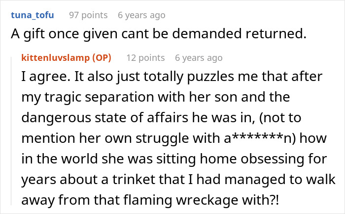 Ex-MIL Wants Gift Back From Ex-DIL, Woman Refuses After Remembering Her Own “Missing” Necklace Ex-MIL Wants Gift Back From Ex-DIL, Woman Refuses After Remembering Her Own “Missing” Necklace