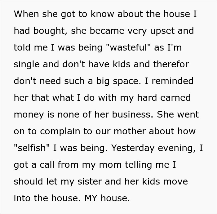 Mom And Sis With 3 Kids Expects Single Woman To Open Up Her New Home To Let Fam Move In Mom And Sis With 3 Kids Expects Single Woman To Open Up Her New Home To Let Fam Move In