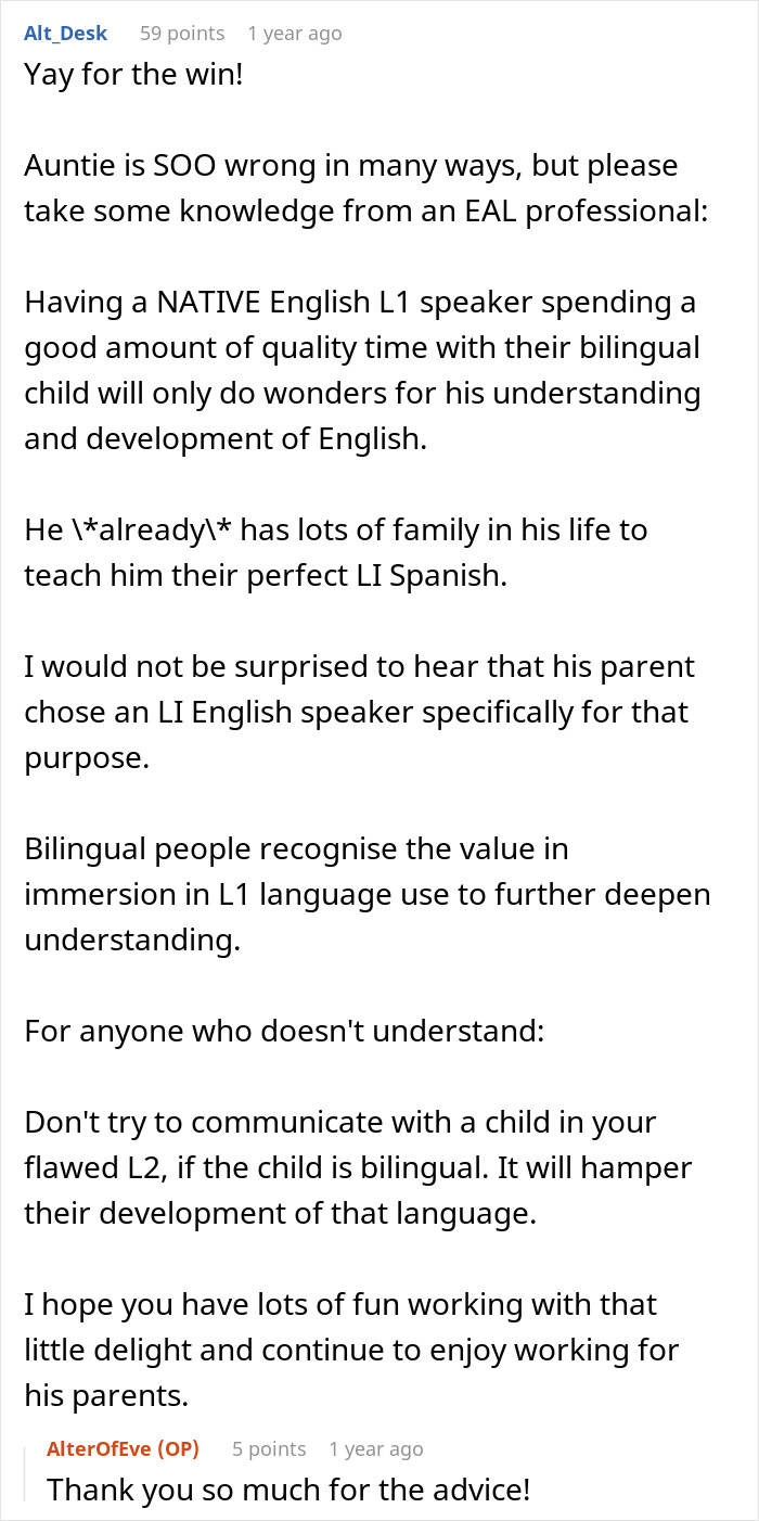 Aunt Thinks She Can Bully A Babysitter In Her Own Language, Gets A Harsh Reality Check