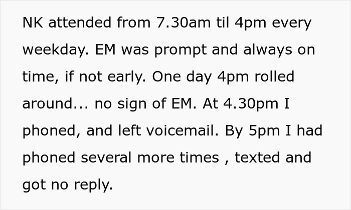 Entitled Parent Doesn’t Warn Nanny About Being Late, Can’t Believe Her Reaction