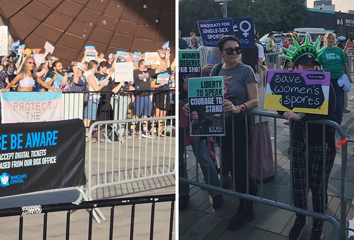 Anti-Trans Protesters Made To Look Foolish As They Fumble Over Reporter’s Simple WNBA Question Anti-Trans Protesters Made To Look Foolish As They Fumble Over Reporter’s Simple WNBA Question