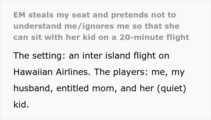 Woman Finds Mom Sitting In Her Plane Seat, Changes Her Mind About Switching After Being Ignored Woman Finds Mom Sitting In Her Plane Seat, Changes Her Mind About Switching After Being Ignored