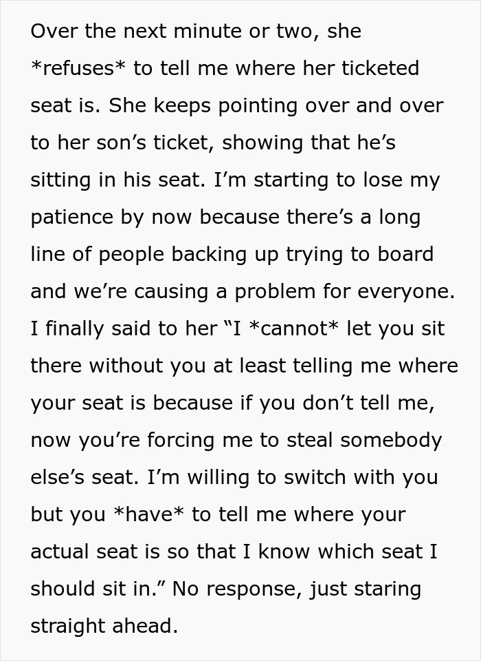Woman Finds Mom Sitting In Her Plane Seat, Changes Her Mind About Switching After Being Ignored Woman Finds Mom Sitting In Her Plane Seat, Changes Her Mind About Switching After Being Ignored