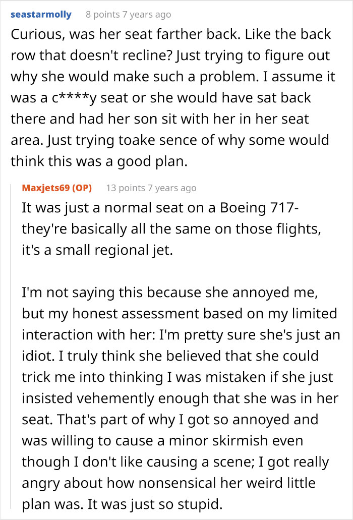 Woman Finds Mom Sitting In Her Plane Seat, Changes Her Mind About Switching After Being Ignored Woman Finds Mom Sitting In Her Plane Seat, Changes Her Mind About Switching After Being Ignored