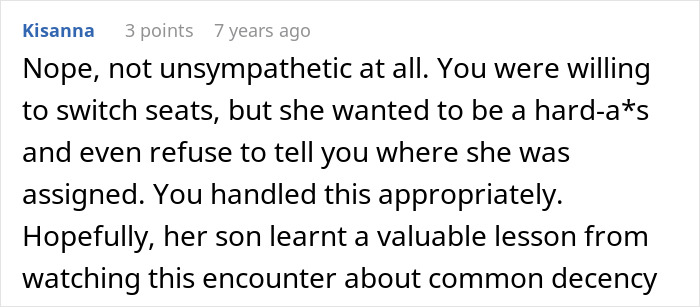 Woman Finds Mom Sitting In Her Plane Seat, Changes Her Mind About Switching After Being Ignored Woman Finds Mom Sitting In Her Plane Seat, Changes Her Mind About Switching After Being Ignored