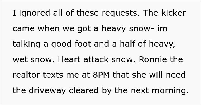 Entitled Realtor Expects 7-Month Pregnant Neighbor To Shovel Snow For Open House, Gets Told Off Entitled Realtor Expects 7-Month Pregnant Neighbor To Shovel Snow For Open House, Gets Told Off