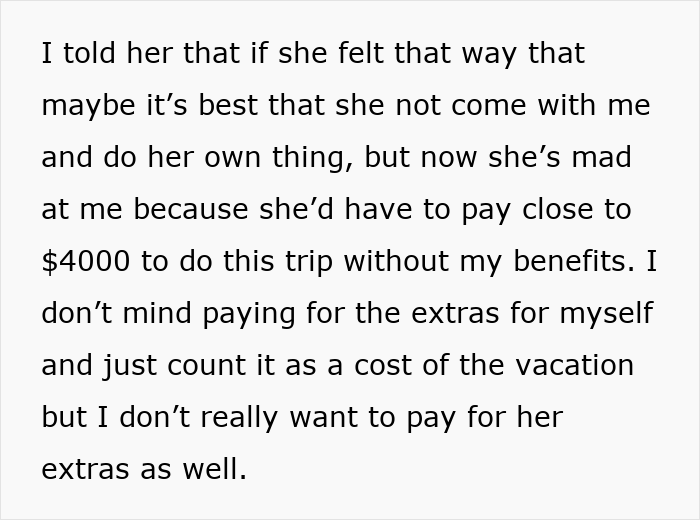 Friend Offers Woman A Cheap Trip, Decides To Cancel After She Immediately Starts Planning To Break Rules Friend Offers Woman A Cheap Trip, Decides To Cancel After She Immediately Starts Planning To Break Rules