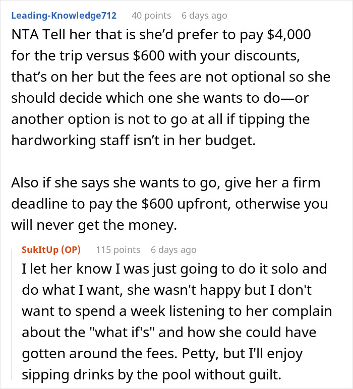 Friend Offers Woman A Cheap Trip, Decides To Cancel After She Immediately Starts Planning To Break Rules Friend Offers Woman A Cheap Trip, Decides To Cancel After She Immediately Starts Planning To Break Rules