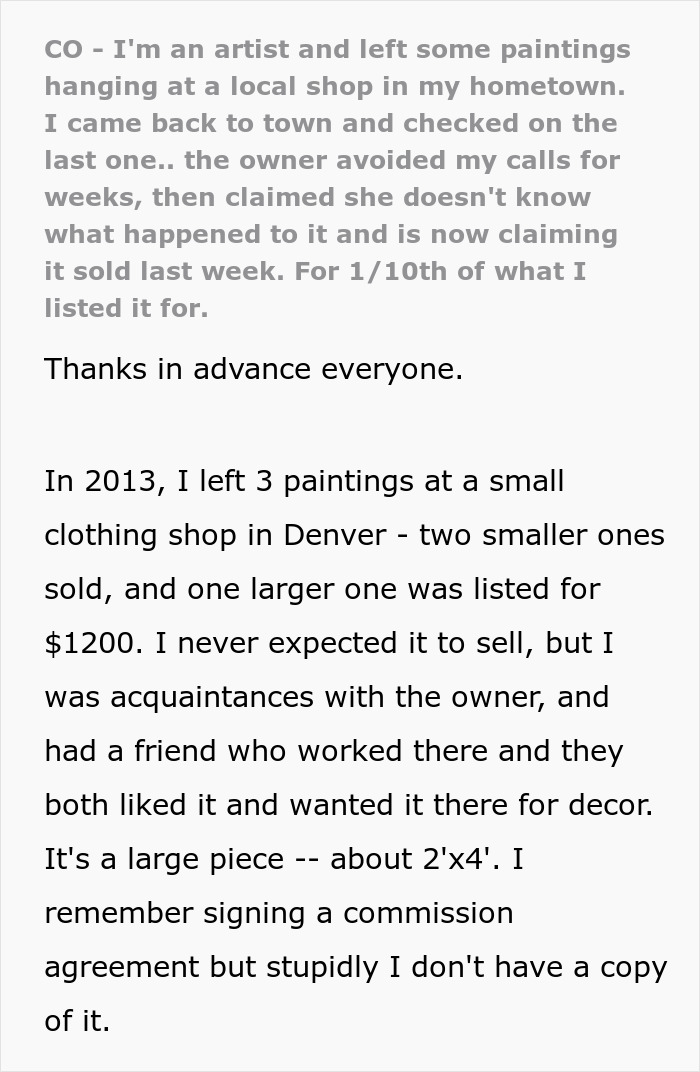 Artist Goes On A Hunt Of Their Own Painting After Shop Owner “Sells” It For A Fraction Of Its Real Price Artist Goes On A Hunt Of Their Own Painting After Shop Owner “Sells” It For A Fraction Of Its Real Price
