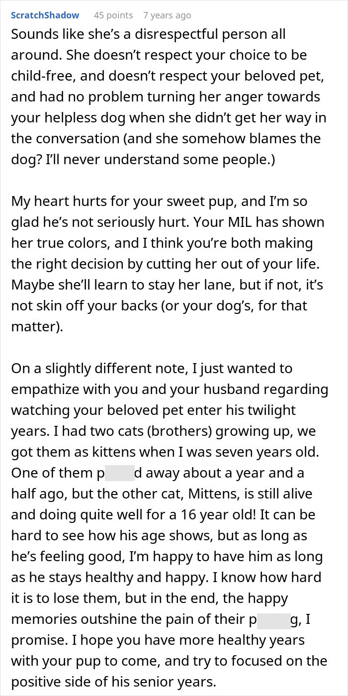 MIL Spends Eight Years Demanding Grandchildren And Ends Her Visits Forever By Kicking A Senior Dog