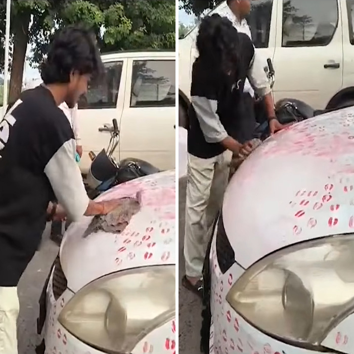 Man Faces Legal Trouble After Girlfriend Leaves 3,400 Lipstick Kiss Marks On His Car Man Faces Legal Trouble After Girlfriend Leaves 3,400 Lipstick Kiss Marks On His Car