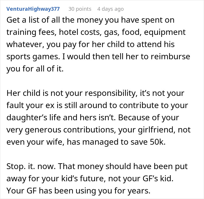 Guy Pays For Dinners, Bills, Gas And More, GF Still Wants Him To Split Her Son’s $1,300 Sports Fees Guy Pays For Dinners, Bills, Gas And More, GF Still Wants Him To Split Her Son’s $1,300 Sports Fees