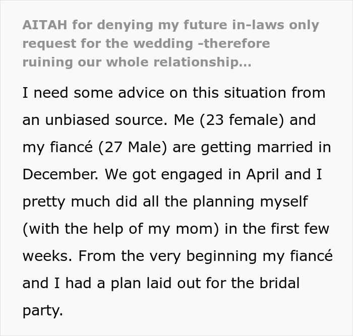 Wedding Dispute Shows How One Small Request From The In-Laws Can Tear A Family Apart Wedding Dispute Shows How One Small Request From The In-Laws Can Tear A Family Apart