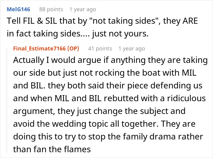 Wedding Dispute Shows How One Small Request From The In-Laws Can Tear A Family Apart Wedding Dispute Shows How One Small Request From The In-Laws Can Tear A Family Apart