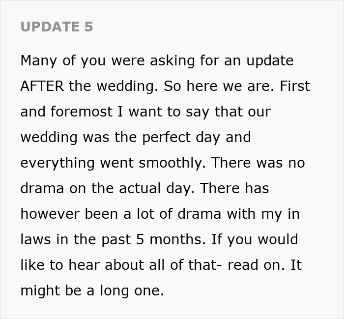 Wedding Dispute Shows How One Small Request From The In-Laws Can Tear A Family Apart Wedding Dispute Shows How One Small Request From The In-Laws Can Tear A Family Apart