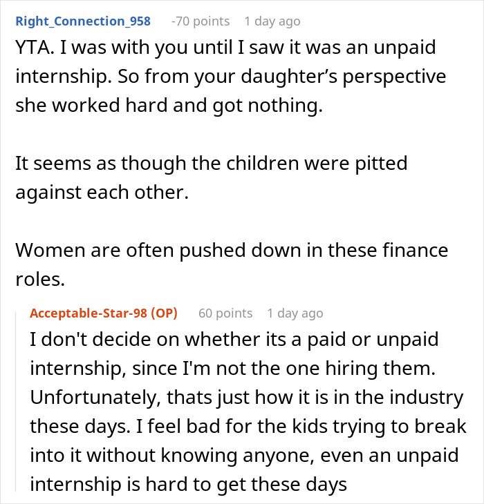 Dad Gets Both Kids Internships, Gets Blamed When One Thrives And The Other Does Not Dad Gets Both Kids Internships, Gets Blamed When One Thrives And The Other Does Not