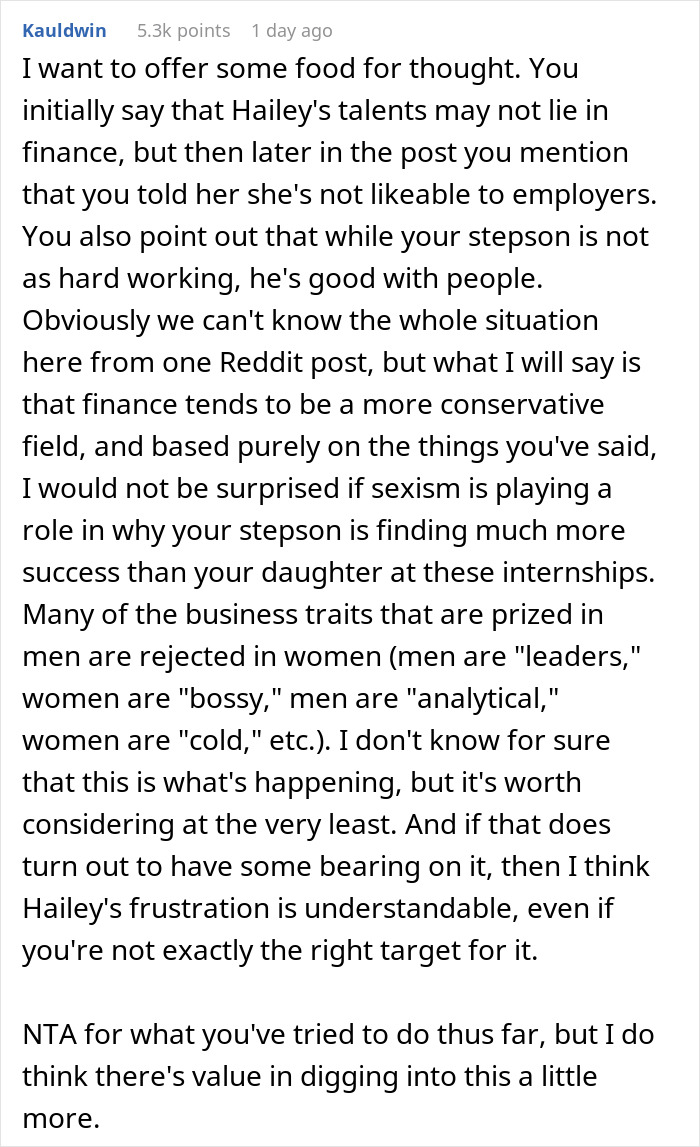 Dad Gets Both Kids Internships, Gets Blamed When One Thrives And The Other Does Not Dad Gets Both Kids Internships, Gets Blamed When One Thrives And The Other Does Not