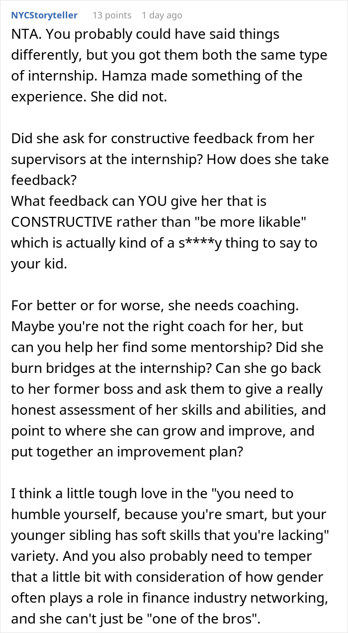 Dad Gets Both Kids Internships, Gets Blamed When One Thrives And The Other Does Not Dad Gets Both Kids Internships, Gets Blamed When One Thrives And The Other Does Not