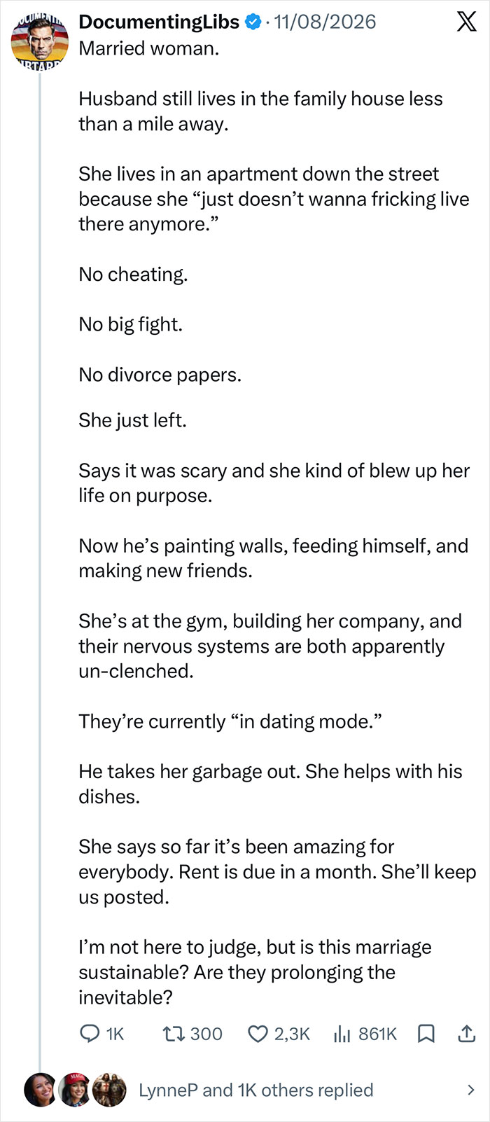 Woman Claims That Distance Is Actually The Secret To Keeping The Spark Alive Within A Marriage