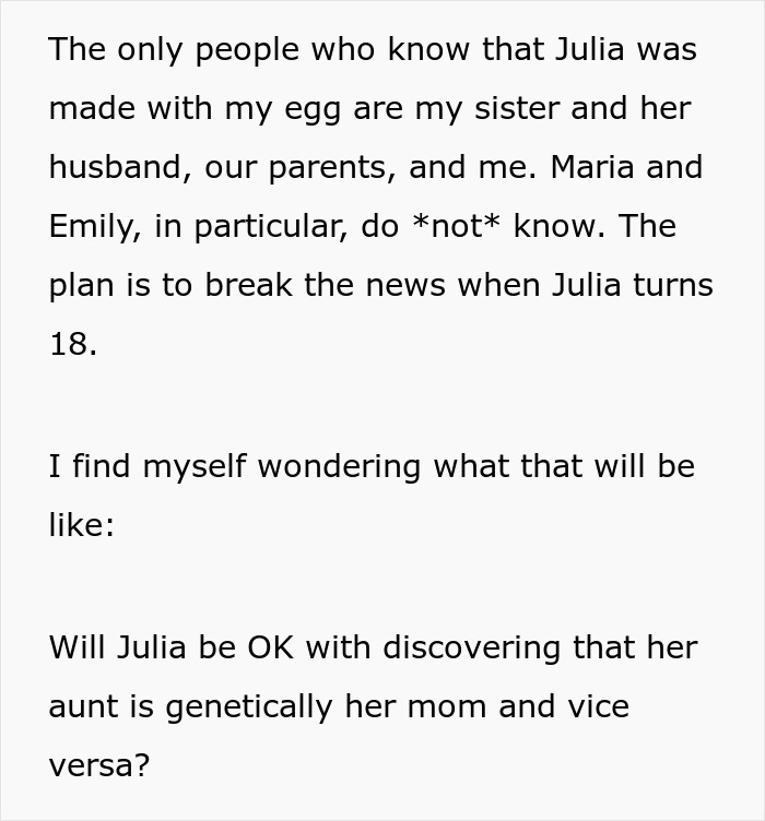 Woman Helps Her Sister Have A Baby, But The Sister Wants To Keep The Truth Secret For 18 Years